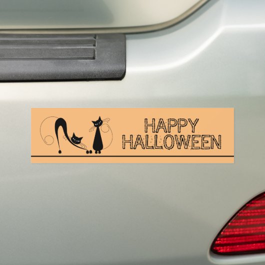 Elegante schwarze Katze, glückliches Halloween Autoaufkleber (Auf Auto)