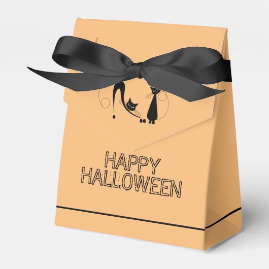 Elegante schwarze Katze, glückliches Halloween Geschenkschachtel (Vorderseite)