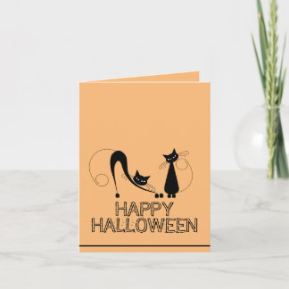 Elegante schwarze Katze, glückliches Halloween Karte