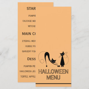 Elegante schwarze Katze, Halloween-Menü Menükarte