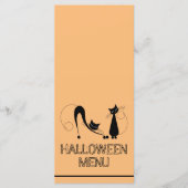 Elegante schwarze Katze, Halloween-Menü Menükarte (Vorderseite)