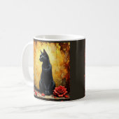 Elegante schwarze Katze Kaffeetasse (Vorderseite Links)