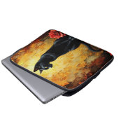 Elegante schwarze Katze Laptopschutzhülle (Vorne Knopf)