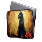 Elegante schwarze Katze Laptopschutzhülle (Vorderseite Links)