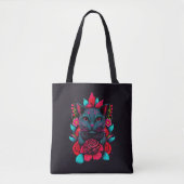 Elegante schwarze Katze umgeben von Rote Rosen | Tasche (Vorderseite)