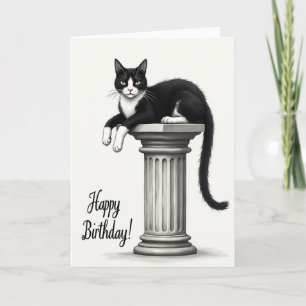 Elegante schwarze Katzen-Geburtstagskarte Karte