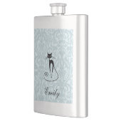 Elegante, schwarze Katzenmatte Flachmann (Links)