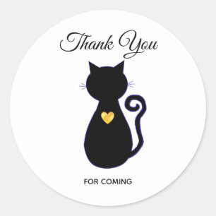 Elegante schwarze Katzensilhouette Danke Runder Aufkleber
