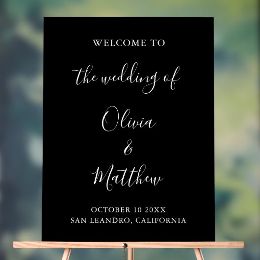 Elegante Schwarze Klassische Minimalistische Hochz Acrylschild (Neutral)