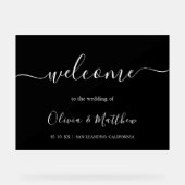 Elegante Schwarze Klassische Minimalistische Hochz Acrylschild (Vorderseite)