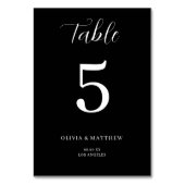 Elegante Schwarze Klassische Minimalistische Hochz Tischnummer (Vorderseite)