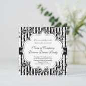 Elegante Schwarze Krawatte Formal Dinner Dance Par Einladung (Stehend Vorderseite)