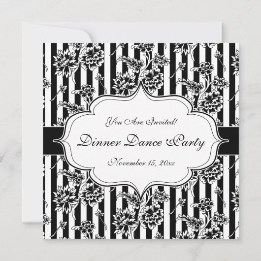 Elegante Schwarze Krawatte Formal Dinner Dance Par Einladung (Rückseite)