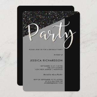 Elegante Schwarze Krawatte| Glitzer Look Party Ein Einladung