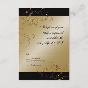 Elegante Schwarze Krawatte, Goldene UAWG-Antwortka RSVP Karte