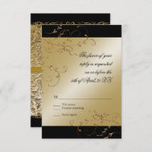 Elegante Schwarze Krawatte, Goldene UAWG-Antwortka RSVP Karte (Vorne/Hinten)