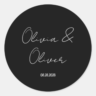 Elegante Schwarze Krawatte Hochzeit Runder Aufkleber