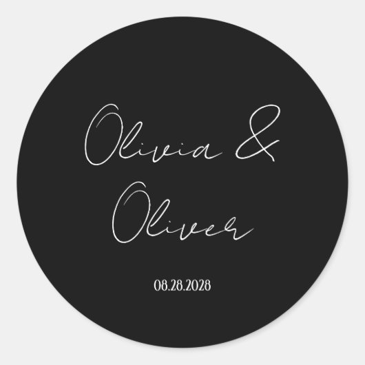 Elegante Schwarze Krawatte Hochzeit Runder Aufkleber (Vorderseite)