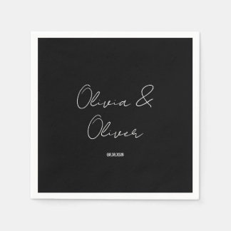 Elegante Schwarze Krawatte Hochzeit Serviette