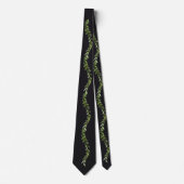 Elegante schwarze Krawatte mit Blättern | grüne fl (Vorderseite)