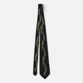 Elegante schwarze Krawatte mit Blättern | grüne fl (Rückseite)