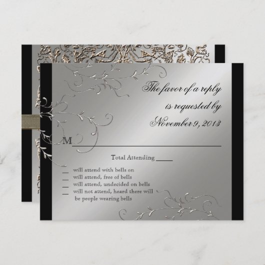 Elegante Schwarze Krawatte, UAWG Response Cards RSVP Karte (Vorne/Hinten)