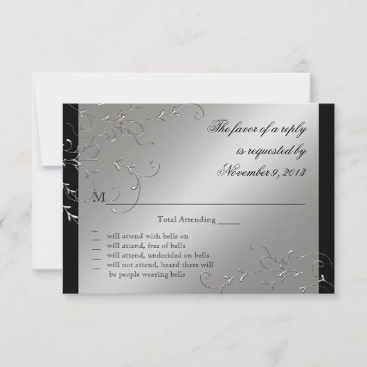 Elegante Schwarze Krawatte, UAWG Response Cards RSVP Karte (Vorderseite)