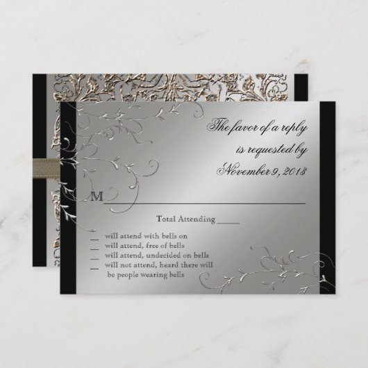 Elegante Schwarze Krawatte, UAWG Response Cards RSVP Karte (Vorne/Hinten)