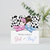 Elegante Schwarze Kuh Print Gender Reveal Dusche Einladung (Stehend Vorderseite)