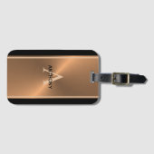 Elegante Schwarze Kupfermonogramm-Namen Mens Gepäckanhänger (Vorderseite (Horizontal))