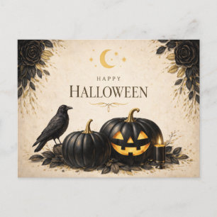 Elegante schwarze Kürbisse Gothic Halloween Feiertagspostkarte