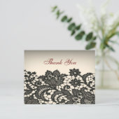 elegante schwarze Lace Vintage Hochzeit danke Postkarte (Stehend Vorderseite)