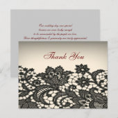 elegante schwarze Lace Vintage Hochzeit danke Postkarte (Vorne/Hinten)