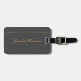 Elegante schwarze Leinenstoff Goldrahmen professio Gepäckanhänger