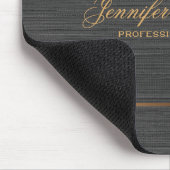 Elegante schwarze Leinenstoff Goldrahmen professio Mousepad (Ecke)
