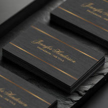 Elegante schwarze Leinenstoff-Goldrahmen-Visitenka