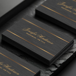 Elegante schwarze Leinenstoff-Goldrahmen-Visitenka Visitenkarte