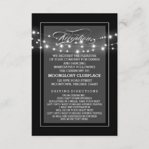 Elegante schwarze Lichterketten-Empfangskarten Begleitkarte