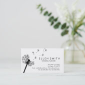 Elegante schwarze Löwenzahn-Visitenkarte Visitenkarte (Stehend Vorderseite)