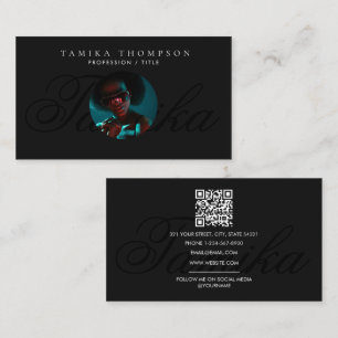 Elegante schwarze Luxus-Foto-QR-Code-Klasse Visitenkarte