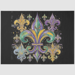 Elegante schwarze Mardi-Gras-Farben Decoupage Seidenpapier