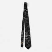 Elegante schwarze Marmor-Muster-Initialen Krawatte (Rückseite)