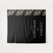 Elegante schwarze marmorierte Abstraktion Wandteppich (Vorderseite (Horizontal))