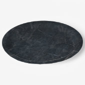 Elegante schwarze Marmorsteintextur Pappteller (Schrägansicht)