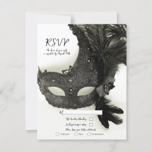Elegante schwarze Maskenball-Maske Sage Hochzeit R Einladung