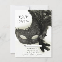 Elegante schwarze Maskerade-Maske Sage Hochzeit RS