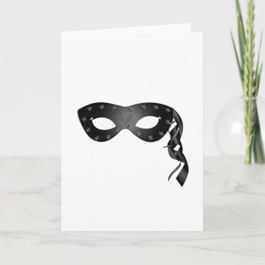 Elegante Schwarze Maskerade Maskerade mit Blumensp Karte (Vorderseite)