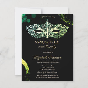 Elegante schwarze Maskerade, Schicke Maske Sweet 1 Einladung