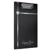 Elegante schwarze Metall-Hintergrund Silberstreife Klemmbrett (Rechts)