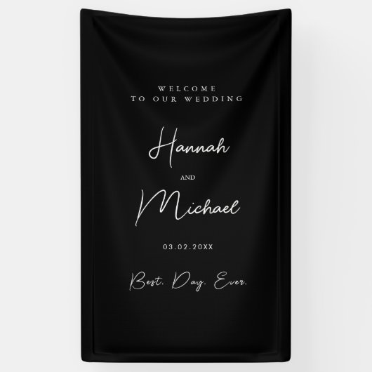Elegante, schwarze, minimale Hochzeit Banner (Vertikal)